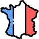 Logo de la formation professionnelle de couture FLK Creations représentant la France dans les couleurs bleu, blanc et rouge, symbolisant la reconnaissance du diplôme par l&apos;État français.