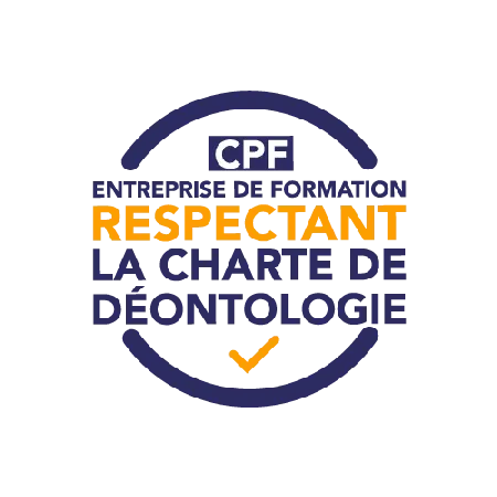 Logo de la Charte de Déontologie CPF, garantissant l&apos;éthique et la transparence de notre organisme de formation professionnelle FLK Creations