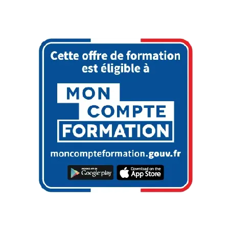 Logo Mon Compte Formation (CPF) éligible, utilisable pour le financement de votre formation professionnelle chez FLK Creations