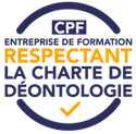 Logo de la Charte de Déontologie CPF, garantissant l&apos;éthique et la transparence de notre organisme de formation professionnelle FLK Creations