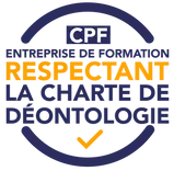 Logo de la Charte de Déontologie CPF, garantissant l&apos;éthique et la transparence de notre organisme de formation professionnelle FLK Creations